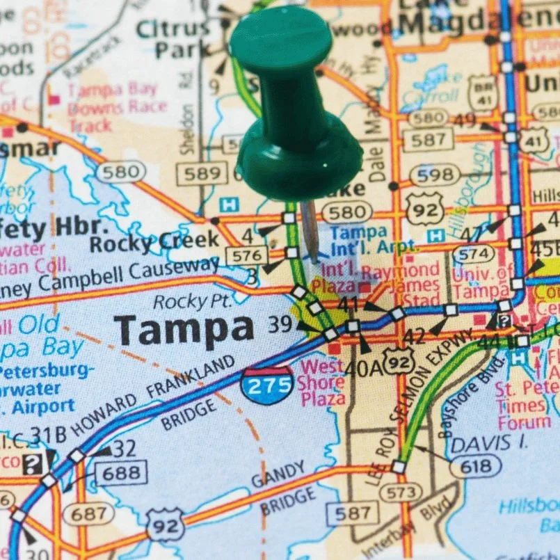  A close-up photo of a map of Tampa, Florida, showing the city's layout in detail. The map highlights major streets, neighborhoods, landmarks, and bodies of water. A Therapist in Tampa, FL can help you adjust to living in Tampa! Learn more about Tampa Therapy and how to can integrate into the city. | 33612 | 33618 | 33624 